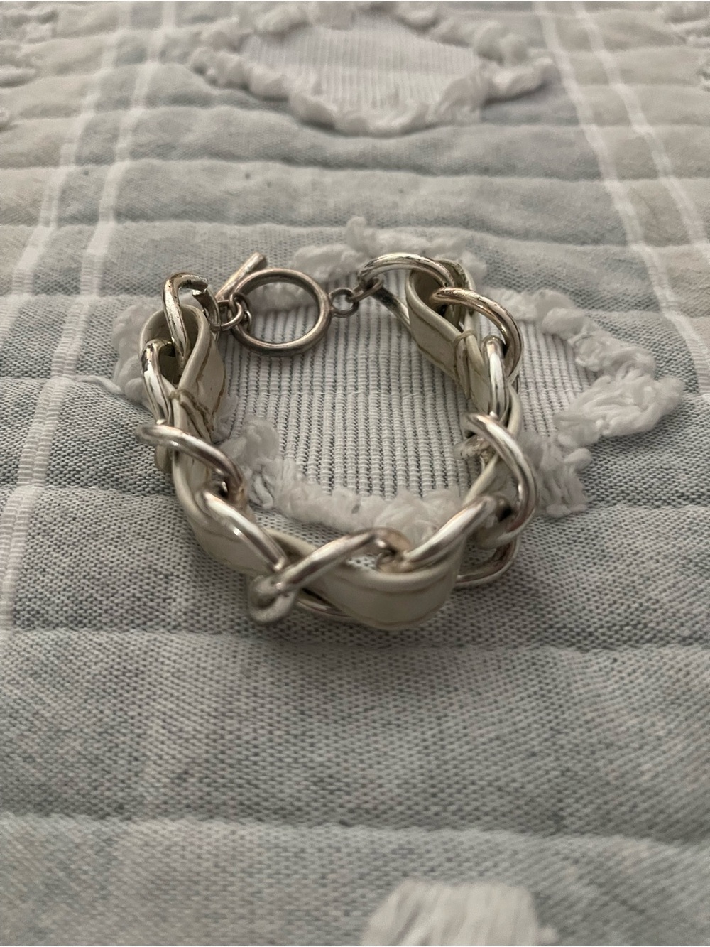 Source Unknown Silver-Tone Braided Chain Bracelet